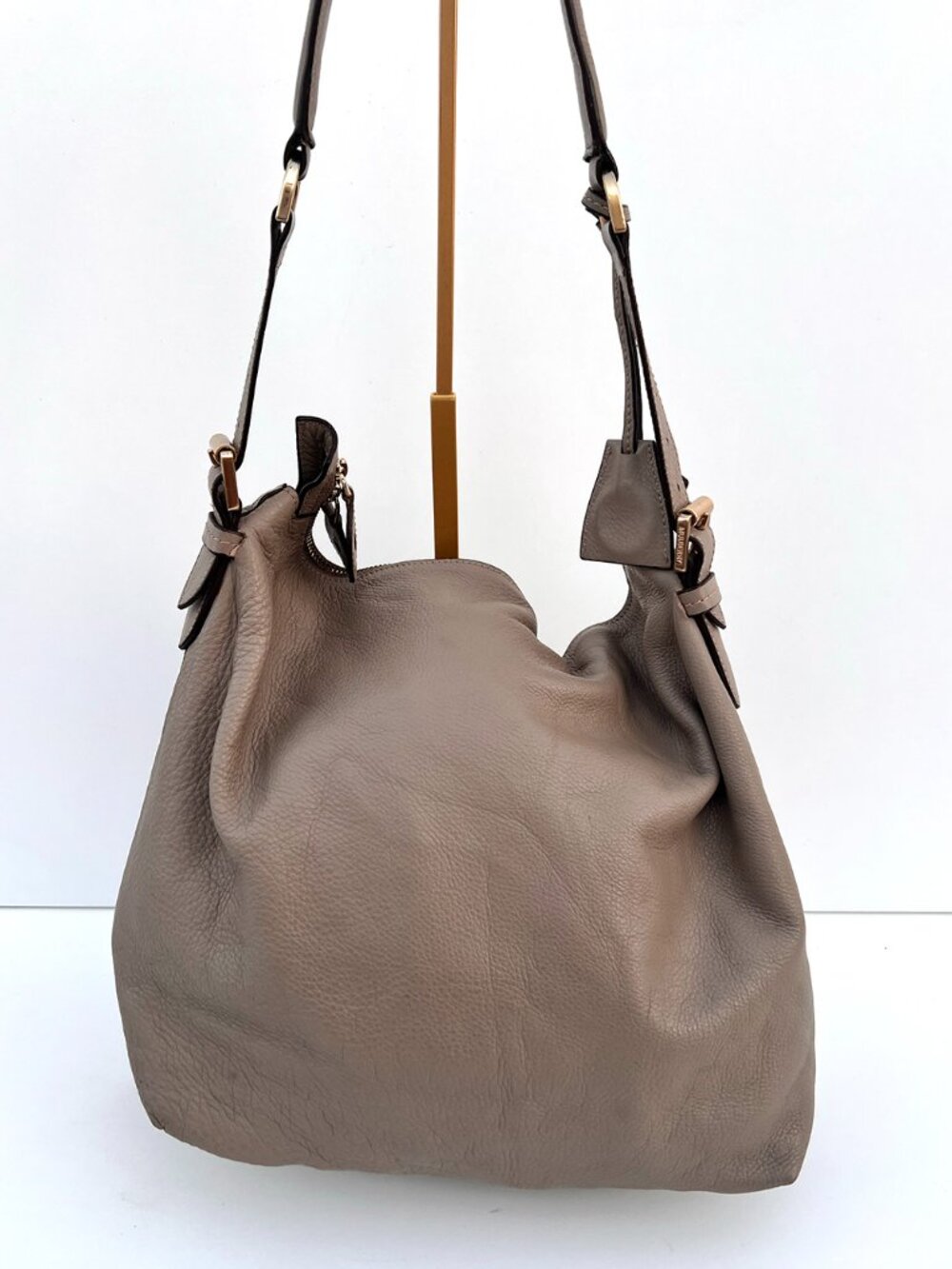 MULBERRY Taupe Pebbled Leather Slouchy Hobo Bag - Picture 2 of 16